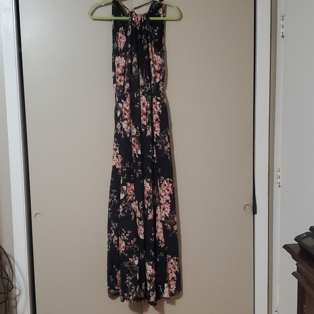 Lulus Feel the Music Midnight Blue Floral Maxi Dress Size Medium